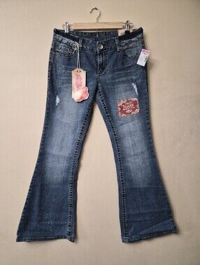 Amethyst Flare Jeans, Low Rise, Wide Leg, Y2K Style NEW